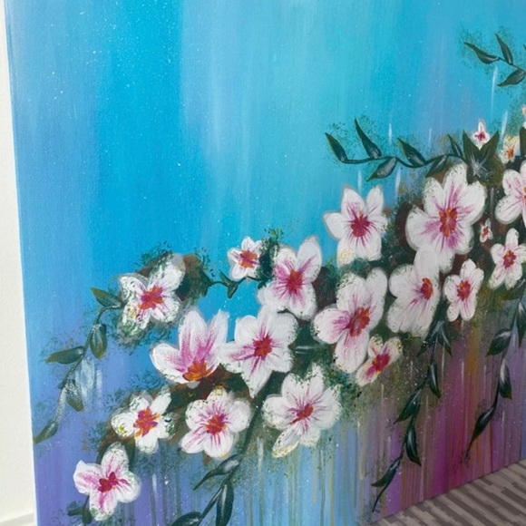 SALE-Floral Wall Art,Large wall art,Boho wall décor,Flower painting - Picture 3 of 4